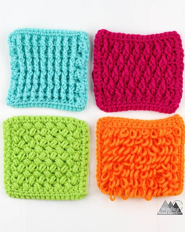 Learn to crochet beautiful texture stitches in the March Texture Madness Crochet A Long