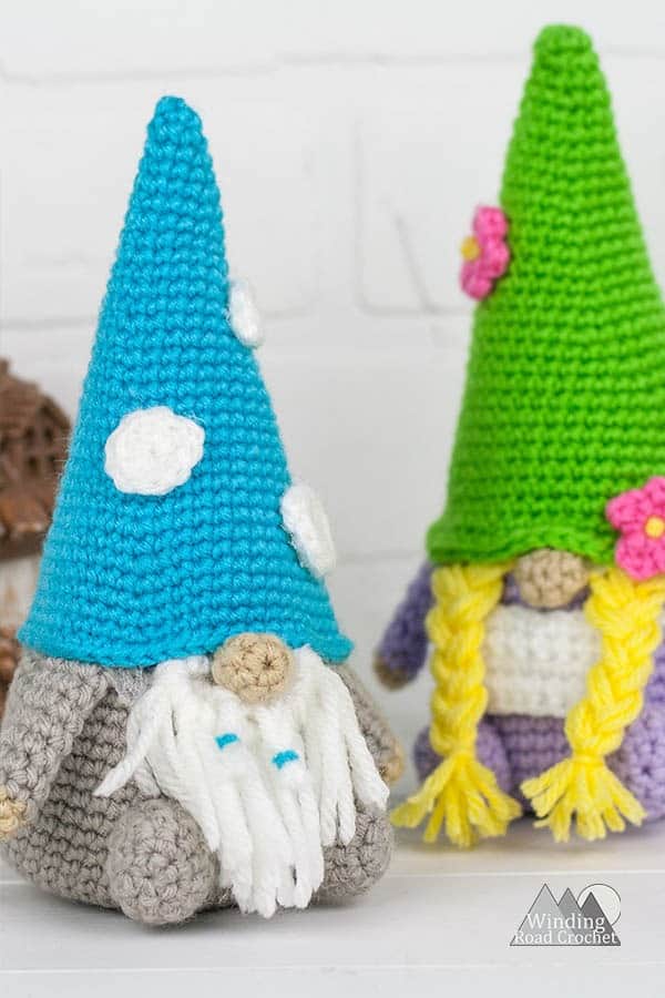 Crochet a cute amigurumi gnome with a fun holiday crochet gnome pattern plus the original garden gnome couple.