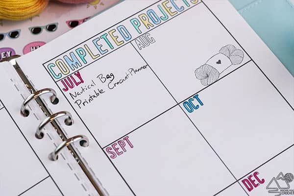 Keep you project and your life organized with this free bullet journal style Crochet Planner. Free printable planner for all newsletter subscribers. #bulletjournal #plannerideas #crochetplanner #freeprintable #printable