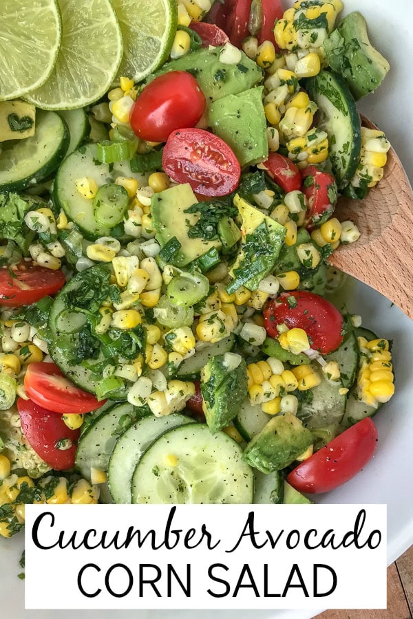 Cucumber Avocado Corn Salad With Peanut Butter On Top