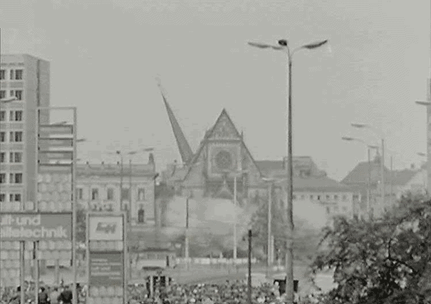 St Pauls Church Leipzig being blown up