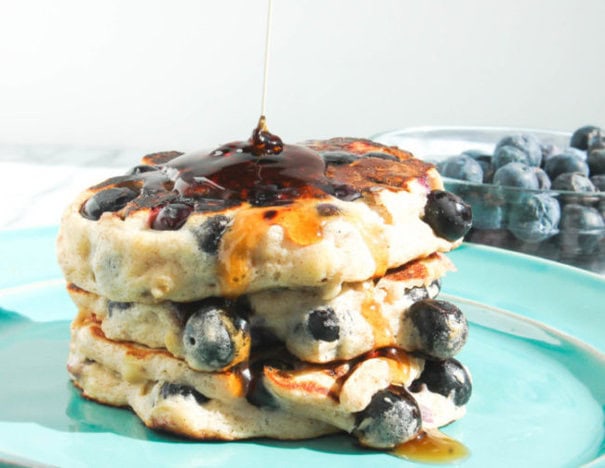 Banana Blueberry Pancakes For One The Salted Cookie Distribute a rounded tablespoon of bananas on each pancake. banana blueberry pancakes for one
