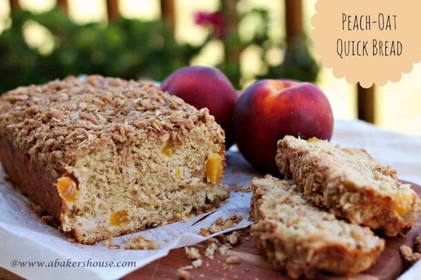 Peach oat quick bread with streusel topping