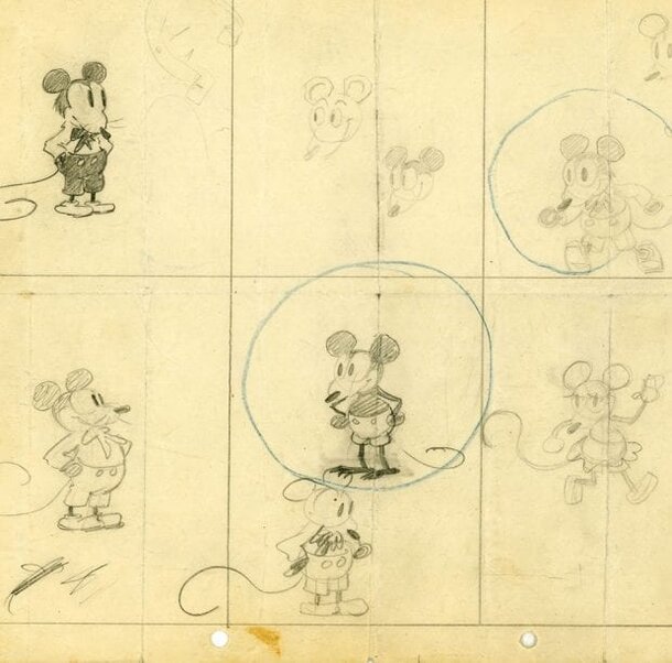 First sketch of Mickey Mouse