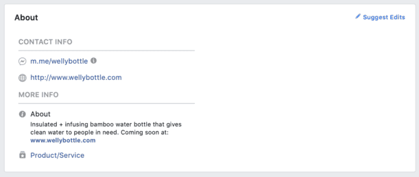 Facebook about section