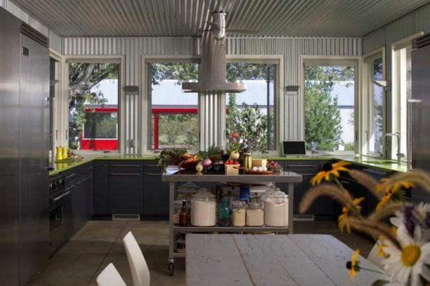 kitchen walls and ceiling from galvanized corrugated metal material