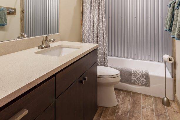 bathtub surround from corrugated metal panels