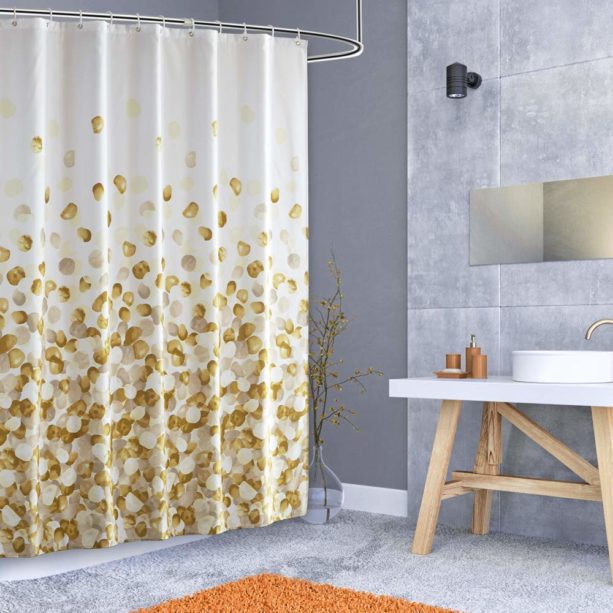 Arichomy white and gold shower curtain with 72 x 72” size