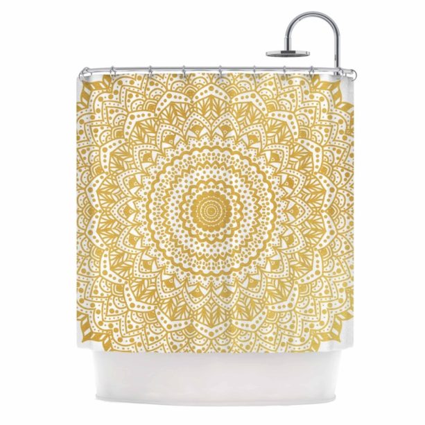 Kess inHouse gold mandala shower curtain