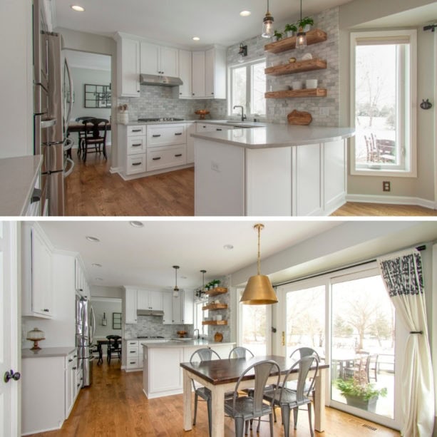 classic u-shaped kitchen with a peninsula and white shaker cabinets