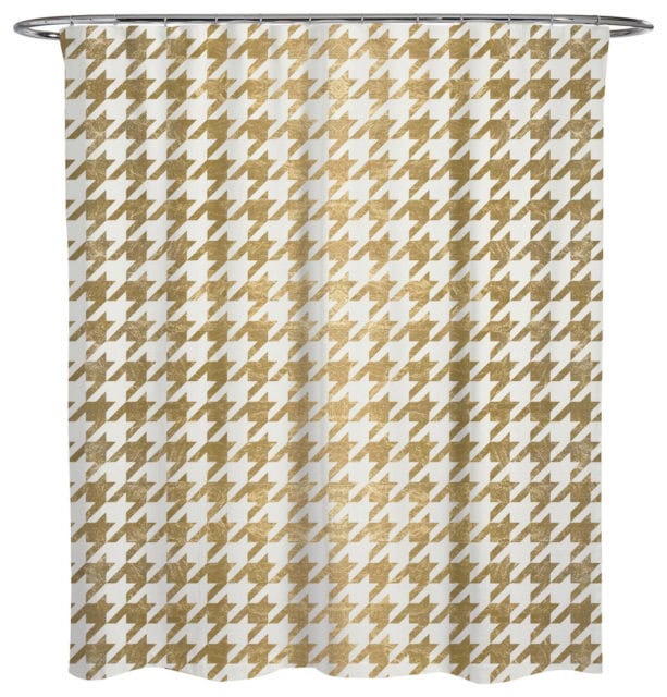 Oliver Gal Artist Co. golden Houndstooth shower curtain