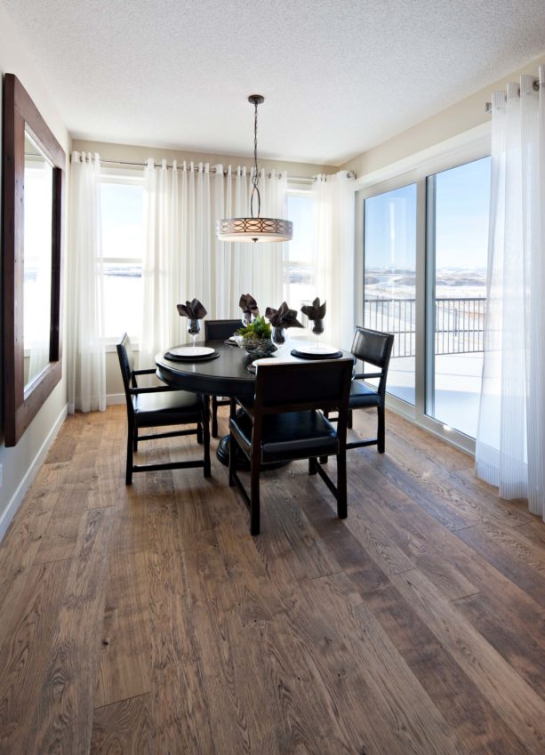 dining room sliding glass doors with chrome rods and sheer curtains