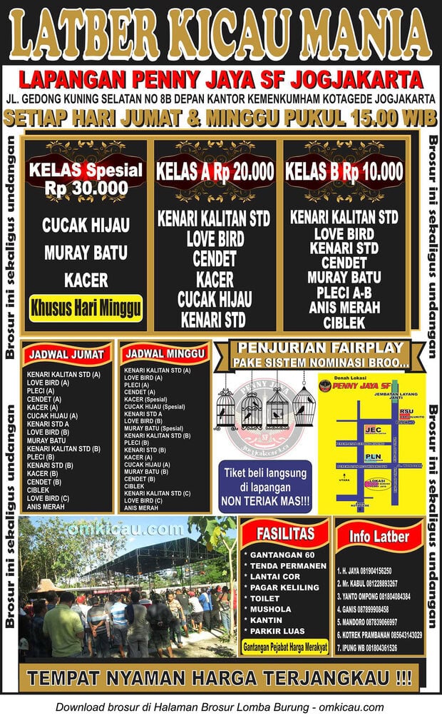 Brosur Latber Rutin Penny Jaya SF Jogja, setiap Jumat dan Minggu jam 3 sore