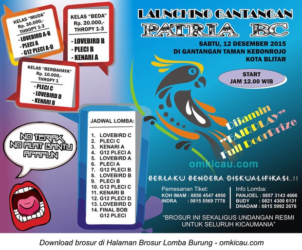Brosur Launching Gantangan Patria BC, Kota Blitar, 12 Desember 2015