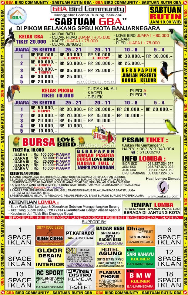 Brosur Latber Sabtuan GBA Banjarnegara setiap Sabtu