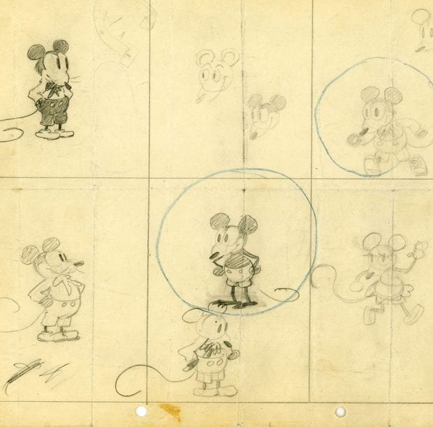 First sketch of Mickey Mouse