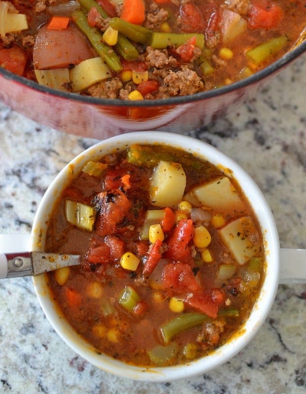 Easy Hamburger Vegetable Soup | Small Town Woman