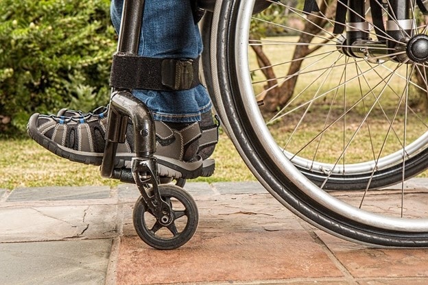 A federal worker on a wheelchair