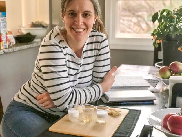 Kristen with a potato lab experiment