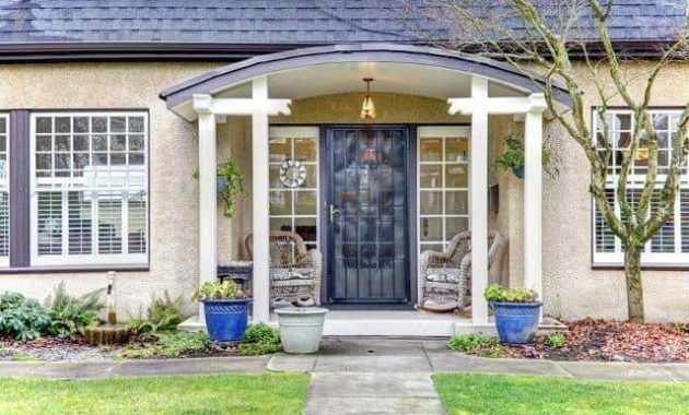 CONTRASTED AND FRAMED DOORWAY FOR SMALL FRONT PORCH ADDITION IDEAS