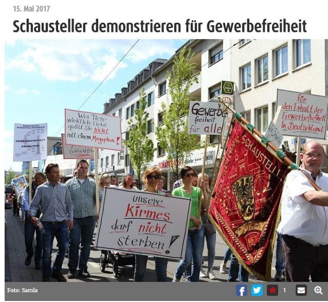 Große Demo in Krefeld / Foto: http://www.mein-krefeld.de/die-stadt/schausteller-demonstrieren-fuer-gewerbefreiheit-bid-1.6821537