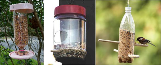 Bird feeder dari botol plastik