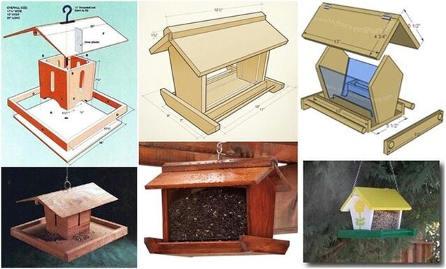 Bird feeder atau tempat pakan dari bahan kayu