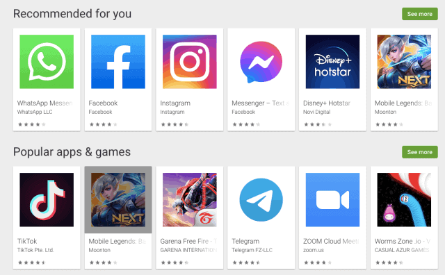 Rekomendasi google play