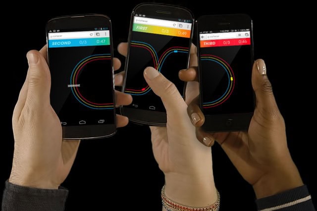 Put your hands - and your hands together - and get a nifty ensemble of Giorgio Moroder goodness scrolling across your screens, like a palm-top animated album cover. Photo courtesy Google.