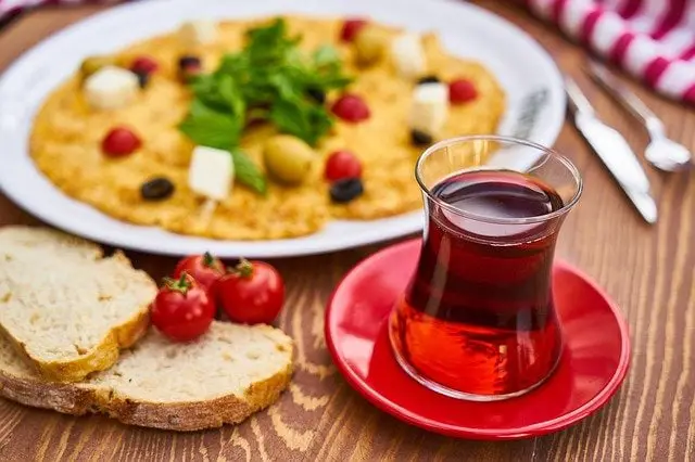 Morning breakfast with cup of tea Morning breakfast with cup of tea