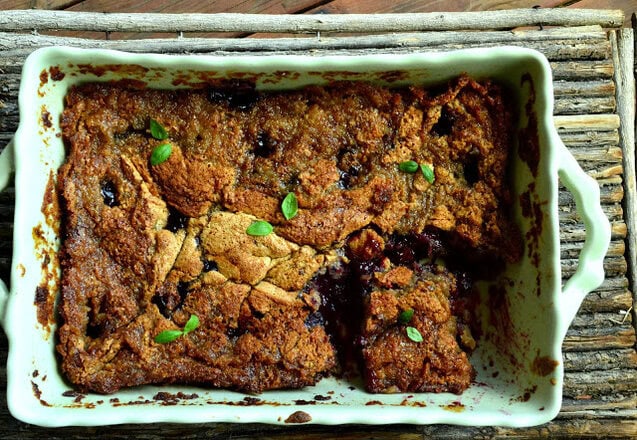 This blueberry and blackberry cobbler with browned butter is so simple to make and the perfect way to use all those gorgeous berries. You will love it! #berries #cobblers #dessert www.thisishowicook.com