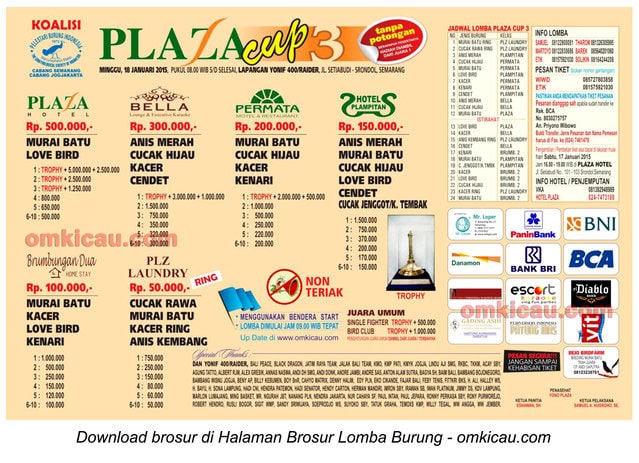 Brosur Lomba Burung Berkicau Plaza Cup3, Semarang, 18 Januari 2015