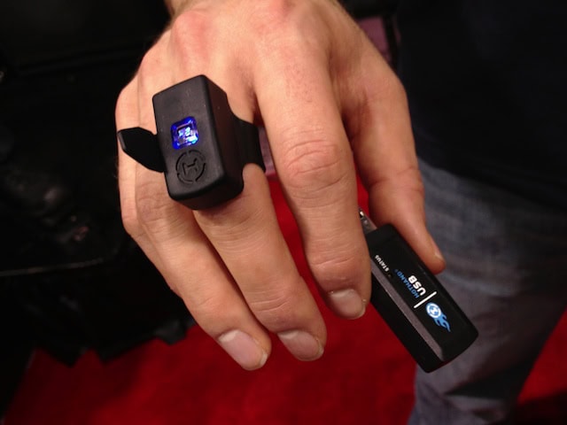 To bear a Ring of Power is to be alone. Wait, scratch that, that's Lord of the Rings. Yes, this is just the HotHand USB - and one of a number of visions of the future of digital guitar playing and new gear our friend Joe brings us back from California.