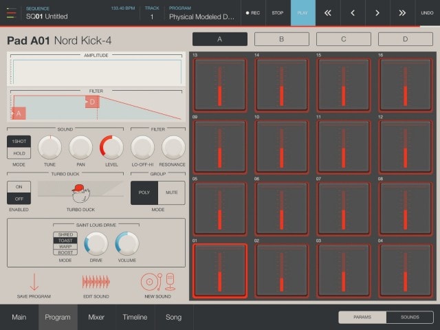 Dive into individual program controls on the pads, and you can add beautiful-sounding effects and other fine-grained controls.