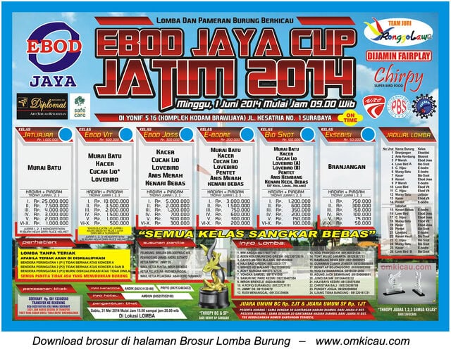 Brosur Ebod Jaya Cup 2014, Surabaya, 1 Juni 2014