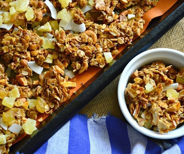 Coconut Granola with Pineapple and Cashews