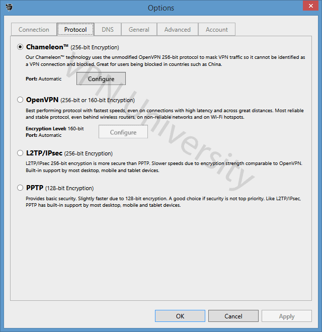 VyprVPN VPN protocols and settings