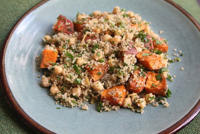 Roasted Sweet Potato And Quinoa Salad With Chickpeas And Preserved Lemon Not Eating Out In New York In a small sauce pot, combine the quinoa and 1 cup lightly salted water. roasted sweet potato and quinoa salad