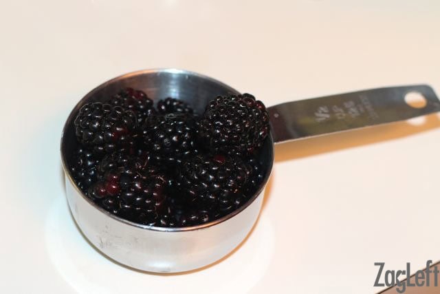 A half a cup of blackberries
