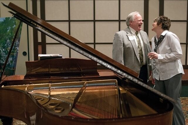 Barnett shares a laugh at a recent university event with a recent "nontraditional" Brenau alumna — his wife, Kimberly. Barnett shares a laugh at a recent university event with a recent "nontraditional" Brenau alumna — his wife, Kimberly.