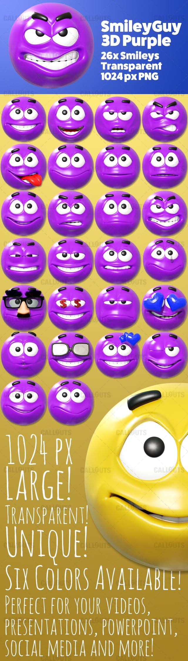 SmileyGuy 3D Purple