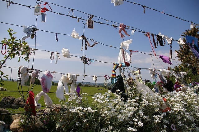 Rags On A Fence Outside St. Brigid's Shrine http://www.flickr.com/photos/irishfireside/2543981179/in/photostream/