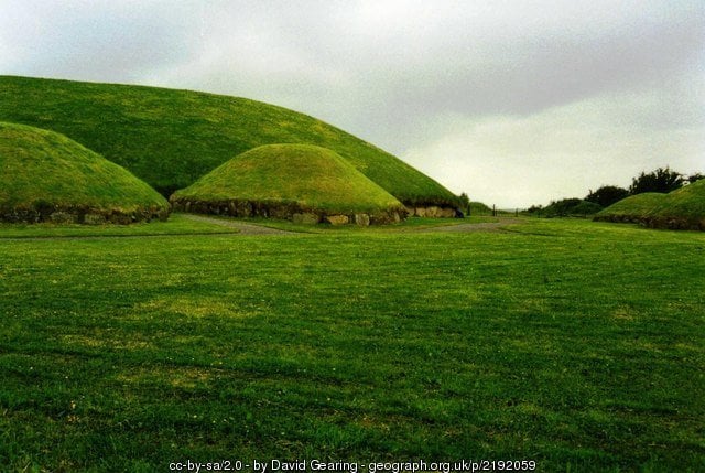 Main burial chamber at Knowth surrounded by satellite tombs