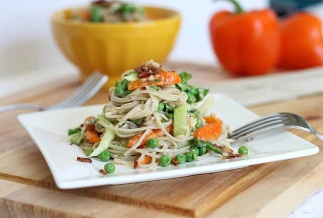 Soba noodle carbonara