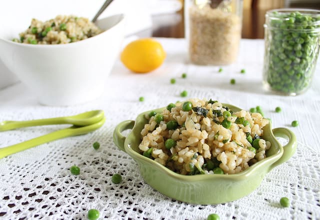 Basil Brown Rice with Lemon and Peas