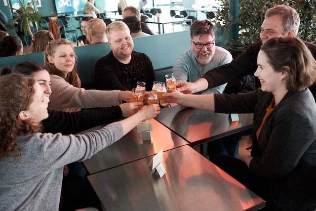 People enjoying beer in Iceland.