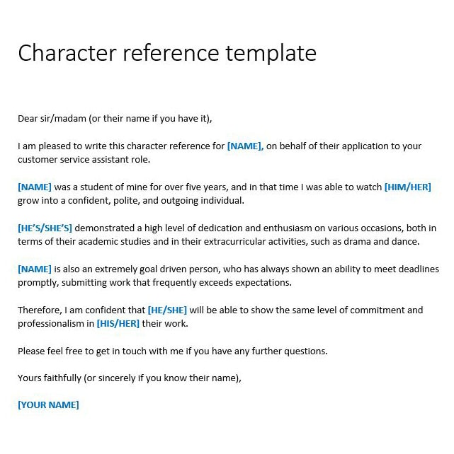 Character reference template | reed.co.uk Character reference template | reed.co.uk