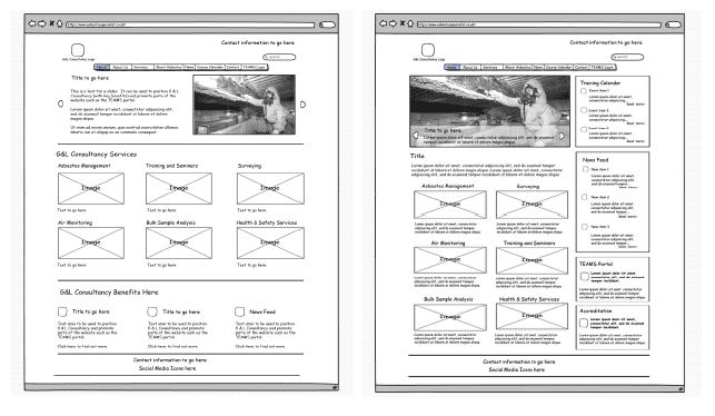 wireframes for website