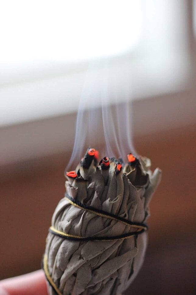 full moon ritual cleansing burning sage