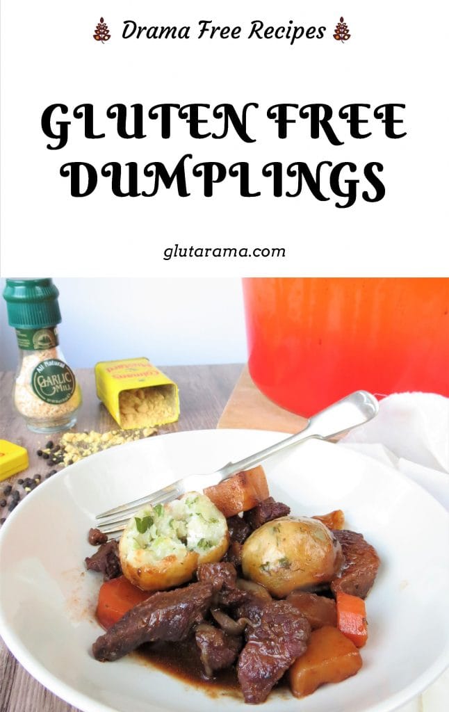 Dumplings made with gluten free flour and gluten free suet, a delicious addition to a healthy hearty family stew. #glutenfree #dairyfree #freefrom #dumplings #suet